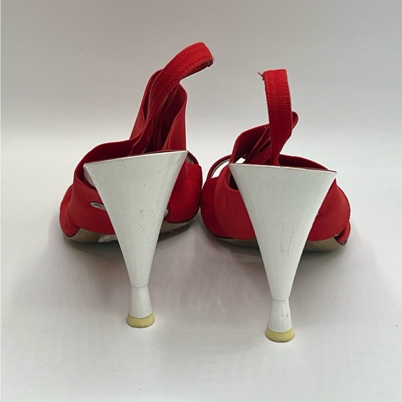 DONNA KARAN Collection Red & White Slingback Sandal EU 37 / US 7 - Picture 6 of 10